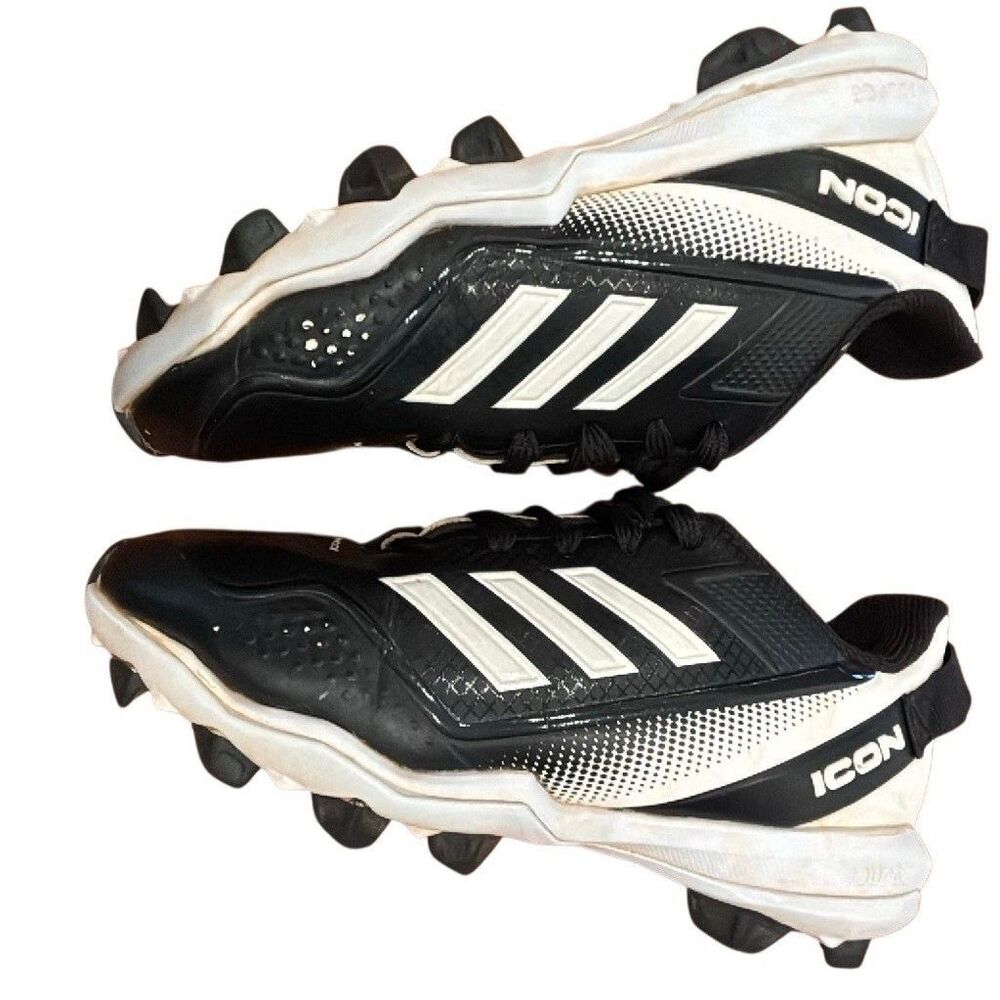 adidas Icon Black/White Baseball Cleats w/ Molded Studs Black White size 13K